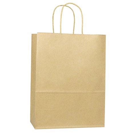 BagDream 10"x5"x13" - 25Pcs Brown Kraft Paper Bags, Shopping, Debbie, Mechandise, Retail, Party, Gift Bags, 100% Recyclable Paper