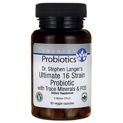 Swanson Ultimate 16 Strain Probiotic with FOS, 3 Billion CFUs, 60 Vegetarian Capsules