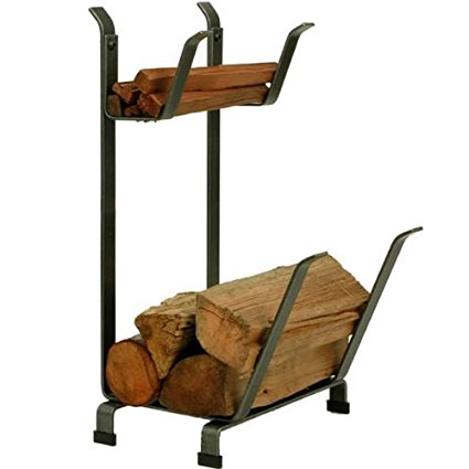 Enclume Country Home Log Rack with Kindling Holder, Hammered Steel