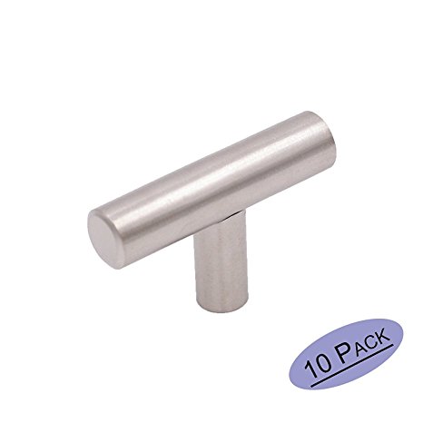Goldenwarm 10Pack Single Hole Brushed Stainless Steel Cabinet Knobs and Pulls Door Cupboards Drawers Bedroom Furniture Handles 50mm/2in Overall Length