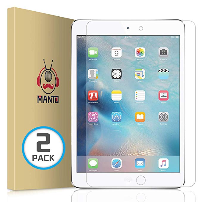 MANTO [2 Pack] Screen Protector for iPad mini 5 2019 / iPad mini 4 2015, Tempered Glass Screen Protector Film 9H Hardness fit iPad 7.9 inch