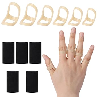 11Pcs Finger Splint, 6 Graduated Oval Finger Splint,5 Finger Sleeves Support for Mallet Arthritis Straightening Splint Finger Straightener Brace for Thumb Middle Pinky