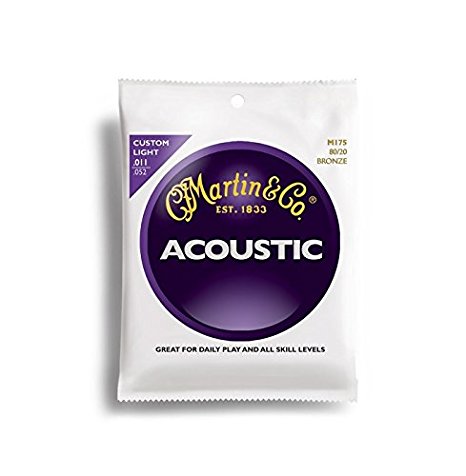 Martin M175 80/20 Acoustic Guitar Strings, Custom Light