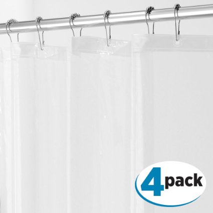 mDesign PEVA 3G Shower Curtain Liner PACK of 4 PVC FREE Eco Friendly MOLD and MILDEW Resistant ODORLESS - No Chemical Smell 72 x 72 - Clear