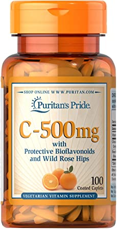 Puritan's Pride Vitamin C-500 mg with Bioflavonoids & Rose Hips - 100 Tablets