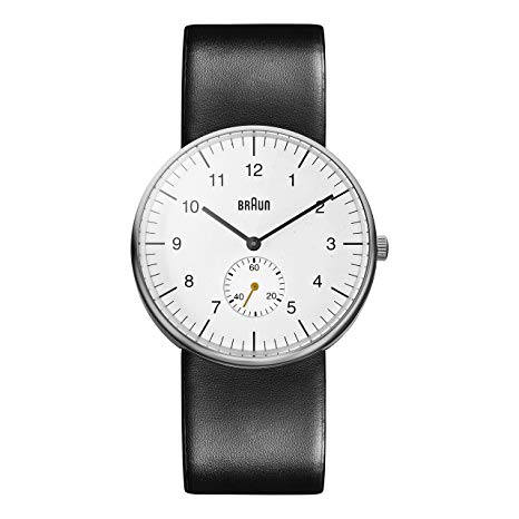 Braun Men's Three Hand Quartz Movement Watch with Analogue Display and Leather Strap