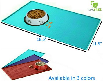 Mr. Peanut's Pet Food Mat * Premium FDA Food Grade Silicone * BPA Free * 19" X 12" Flexible and Easy to Clean Feeding Mat * Protects Your Floors From Food And Water Spills