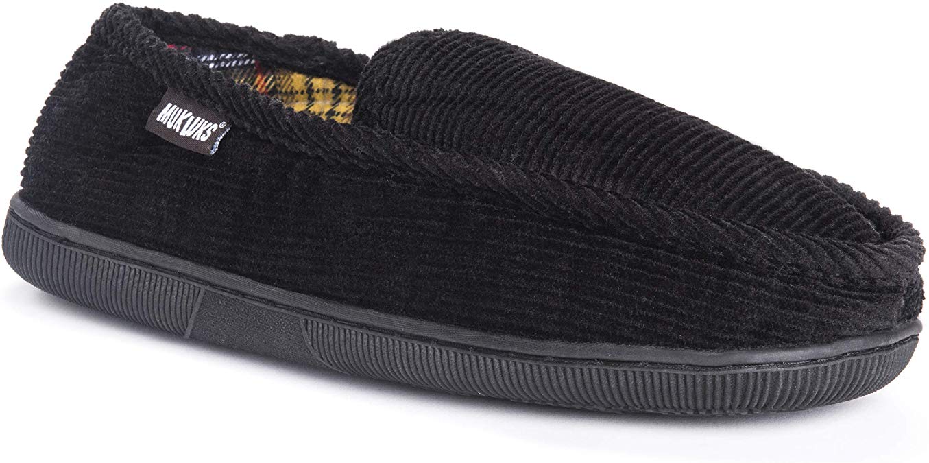 MUK LUKS Men's Corduroy Moccasin with Flannel Lining Slip-On Loafer