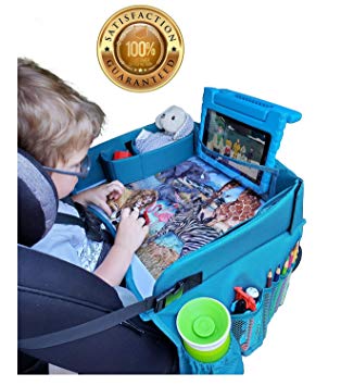 Travel Tykes Travel Play Tray – Kids Travel Tray Activity Organizer Keeps Snacks and Toys Within Child's Reach | Displays African Animal Art | Child Travel Tray for Car Seat | Toddler Travel Lap Tray
