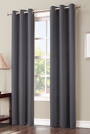 Sun Zero Easton Blackout Energy Efficient Curtain Panel, 40" x 84", Charcoal Gray