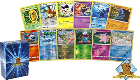 100 Assorted Pokemon Cards with 10 Reverse Foils! Includes Golden Groundhog Box!
