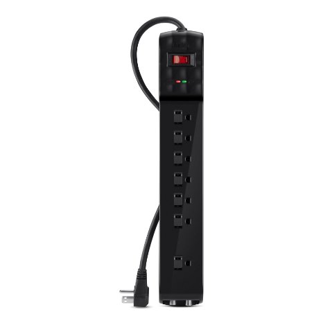 Belkin 7-Outlet Surge Protector with 6-Foot Power Cord and Cable  Satellite Protection Black BSQ701bg06BLKDP