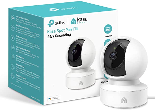 TP-Link Kasa Smart Security Camera, Baby Monitor, 360°rotational views, No Hub Required, Works with Alexa(Echo Spot/Show&Fire TV), Google Home/Chromecast, 1080p, 2-Way Audio with Night Vision(KC115)