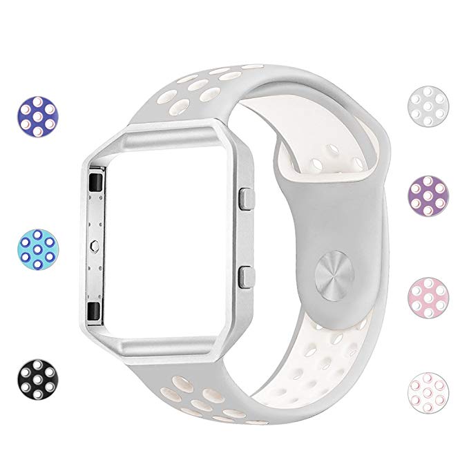 iGK Silicone Replacement Bands Compatible for Fitbit Blaze, Soft Sport Strap with Metal Frame for Fitbit Blaze Small Large