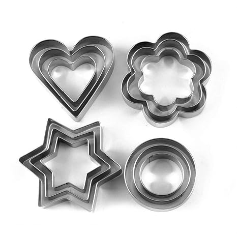 RKPM Cookie Cutter 12Pcs/Set Pastry Fruit Molds Stainless Steel Heart Flower Round Star Biscuit Mould Fondant Cutting Cutters Mould