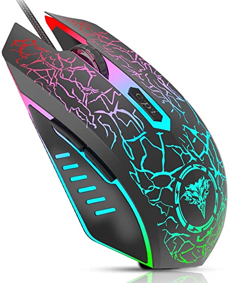 Bengoo Gaming Mouse Mice for PC with 6 Buttons, up to 2400 DPI, Adjustable DPI Switch Function, 7 Lighting Color Options-Black