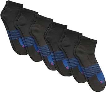 Champion Men’s Socks, Performance Moisture Wicking Ankle Socks for Men, 6-Pack