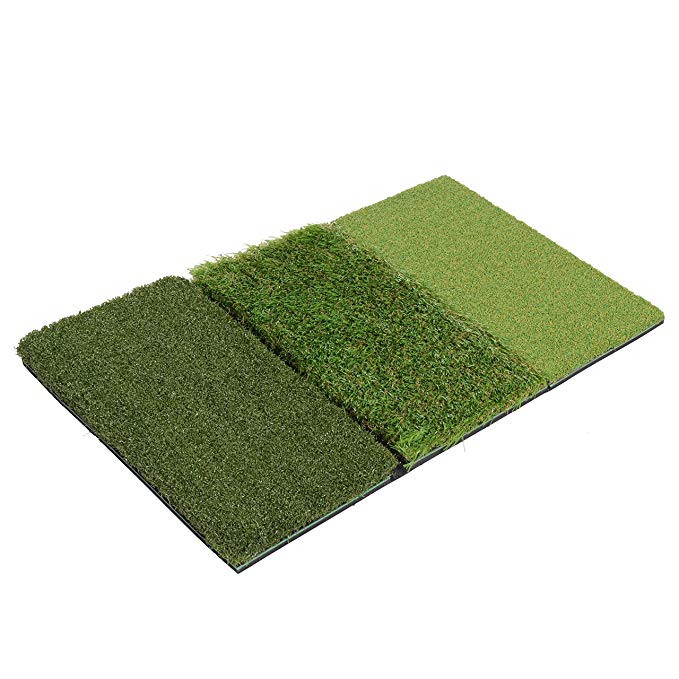 Milliard Golf 3-in-1 Turf Grass Mat Includes Tight Lie, Rough and Fairway for Driving, Chipping, and Putting Golf practice and Training - 25x16in.