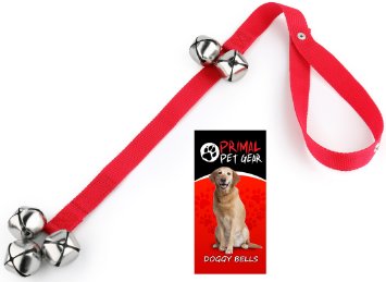 Primal Pet Gear Dog Bells for Potty Training Your Puppy the Easy Way - Premium Quality - 5 Extra Large Loud 1.4" DoorBells - Tough Nylon - Adjustable Door Bell Length for Small, Medium and Large Dogs