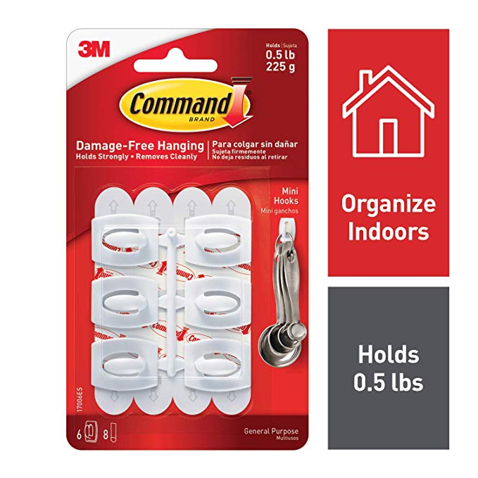 Command White Mini Hooks, Indoor Use (17006-ES)