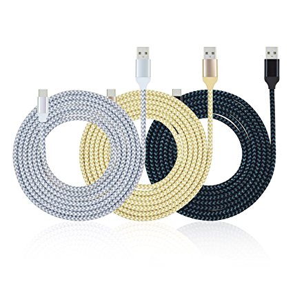 MIVINE 3Pcs 6Ft Braided Type C USB Cable, USB Type C to USB A Charging Cord Sync Data Cable for Samsung Galaxy C9 Pro, MacBook Pro, ChromeBook Pixel, Nexus 6P 5X, LG G5 V20, HTC Bolt 10, Mate 9