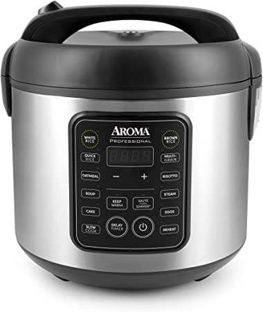 Aroma Housewares ARC-5200SB 2O2O Model Rice & Grain Cooker, Sauté, Slow Cook, Steam, Stew, Oatmeal, Risotto, Soup, 20 Cup 10 Cup uncooked, US plug, Stainless Steel