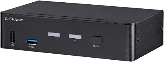 StarTech.com 2 Port DisplayPort KVM Switch - 4K 60Hz - Single Display - Dual Port UHD DP 1.2 USB KVM Switch with Integrated USB 3.0 Hub & Audio - Dell HP Apple Lenovo - TAA Compliant (SV231DPU34K)