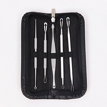 Blackhead & Acne Remover Treatment Kit - 5 Professional Surgical Extractor Instruments - Easily Cure Pimples, Blackheads, Comedones, Acne, and Facial Impurities by YISCOR