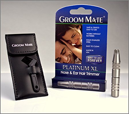 Groom Mate Platinum XL Nose & Ear Hair Trimmer w/Pouch & Brush - Made in USA