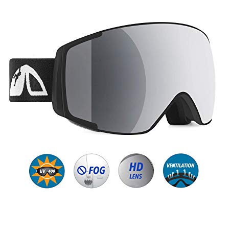 Unigear Skido X2 Kids Ski Goggles, 100% UV Protection Over The Glasses Snow Goggles with Toric Double Lens for Boys and Girls