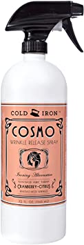 Cold Iron Wrinkle Release Spray 32 fl oz. Cranberry-Citrus. Plant Based Ironing Alternative. Fast, Easy to Use. Spray, Smooth, Hang. Award Winning Formula to Save You Time