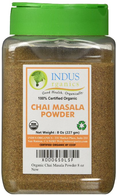 Indus Organic Authentic Indian Chai Masala Powder Spice Blend, 8 Oz Jar, Freshly Packed