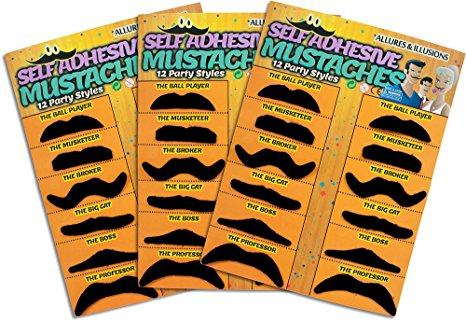 36 Pack Fake Mustache Mustaches Novelty & Toy 36pk -Orange By Allures & Illusions