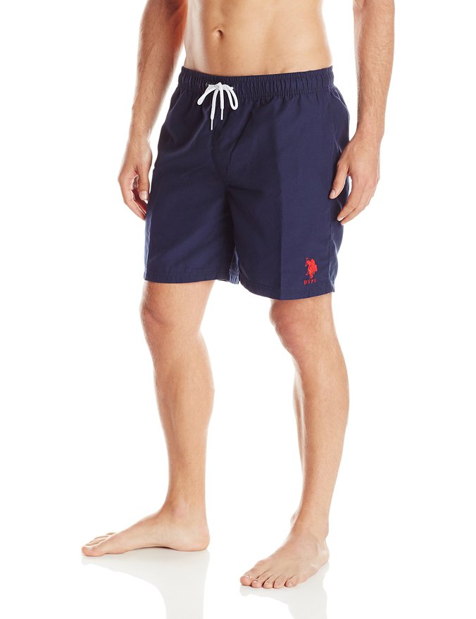 US Polo Assn Mens Solid Peached Microfiber Swim Shorts
