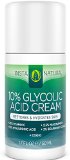 Glycolic Acid Cream 10 - With 20 Vitamin C 10 Hyaluronic Acid Niacinamide and CoQ10 - Exfoliating Moisturizer Lotion for Face - Pore Cleanser for Acne Dry and Aging Skin - InstaNatural - 17 OZ