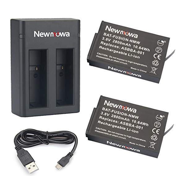 Newmowa Replacement Battery (2-Pack) and Dual USB Charger Kit for GoPro Fusion