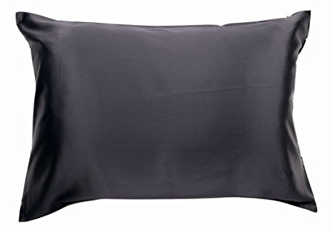100% Silk Pillowcase for Hair Luxury 25 Momme Mulberry Silk, Charmeuse Silk on Both Sides -Gift Wrapped (Queen, Black)