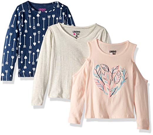 Limited Too Girls' 3 Pack Long Sleeve T-Shirt Set