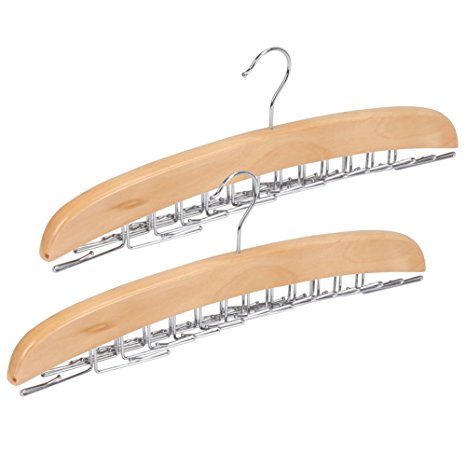 [2-Pack] Tie Hanger, EZOWare Tie Rack Adjustable Tie Belt Scarf Hanger Holder Hook Ties Scarf for Closet Organizer Storage – Beige