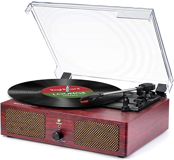 Record Player Bluetooth Vinyl Turntable with Speaker USB 3 Speed Vintage Portable LP Player