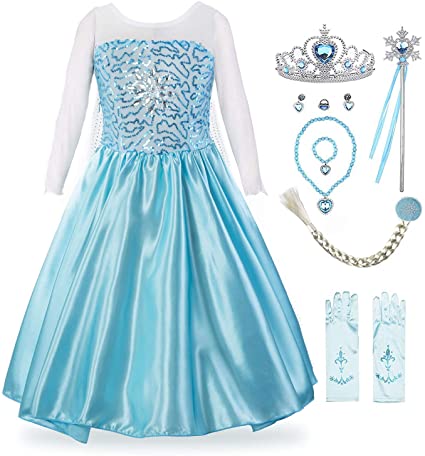 Padete Little Girl Princess Dress Snow Party Queen Halloween Costume