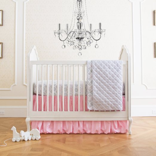 Summer Infant 4 Piece Classic Bedding Set with Adjustable Crib Skirt, Parisian Pink
