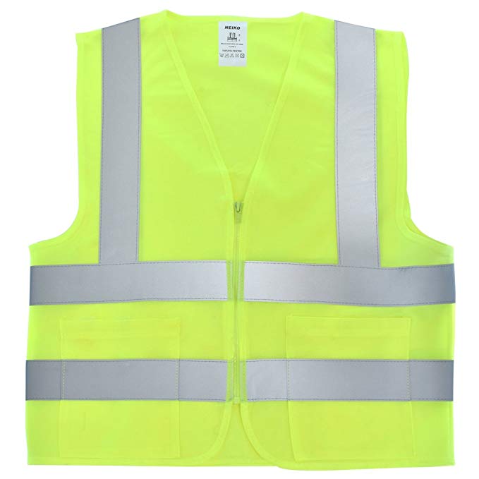 Neiko 53963A High Visibility Safety Vest with 2 Pockets, ANSI/ISEA Standard, Color Neon, Size XL, X-Large, Yellow