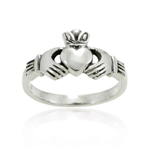 925 Sterling Silver Small Claddagh Friendship and Love Band Ring