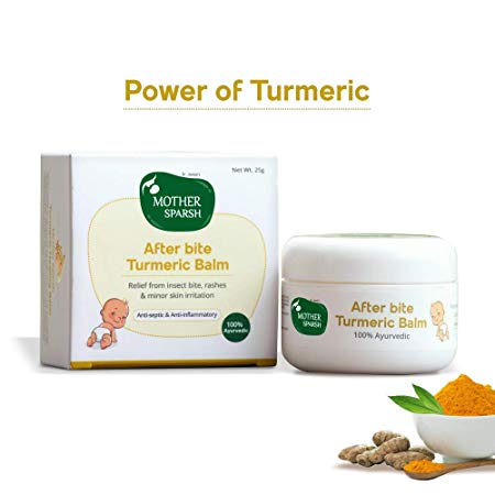 Mother Sparsh After Bite Turmeric Balm for Rashes and Mosquito Bites, 100% Ayurvedic, Gentle Skin Roll-on Formula, 25gm