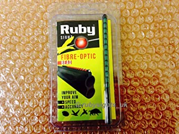RUBY FIBRE OPTIC SHOTGUN SIGHT GREEN BEAD 120MM HUNTING SPORTING