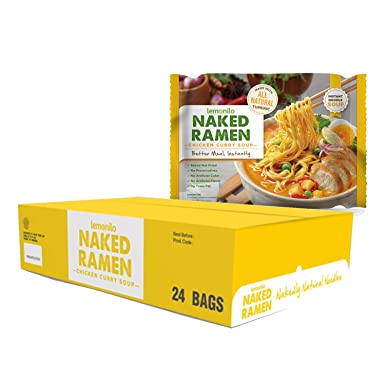 Lemonilo Ramen, Natural Oven Baked Instant Tumeric Ramen Noodles, Chicken Curry Soup, 100 grams (24 Pack)