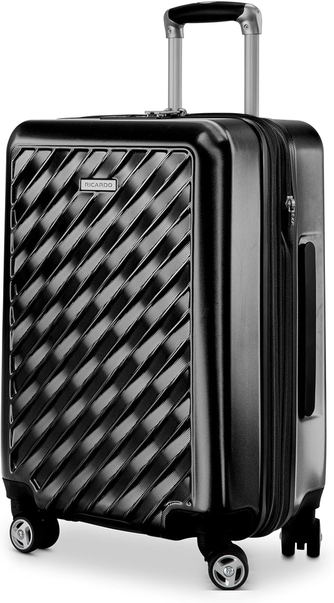 Ricardo Beverly Hills Melrose Hardside Expandable Luggage with Lightweight Construction for Smooth Traveling, Stylish, Durable, and Spacious, Men and Women, Black, Carry-On 20-Inch