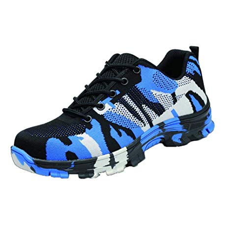 Eachbid Unisex Steel Toe Shoes Indestructible Ultra Protection Puncture Proof Work Labor Safety with Lace-up Camouflage Welding Insulation Men Women