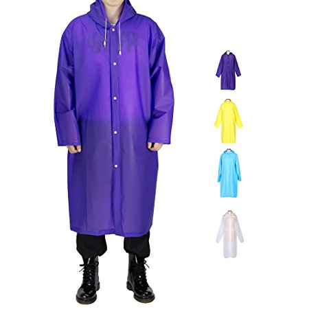 Portable Adult Rain Poncho, Opret Reusable Raincoat with Hoods and Sleeves, Durable, Lightweight and Perfect for Outdoor Activities, Size 115 X 63cm